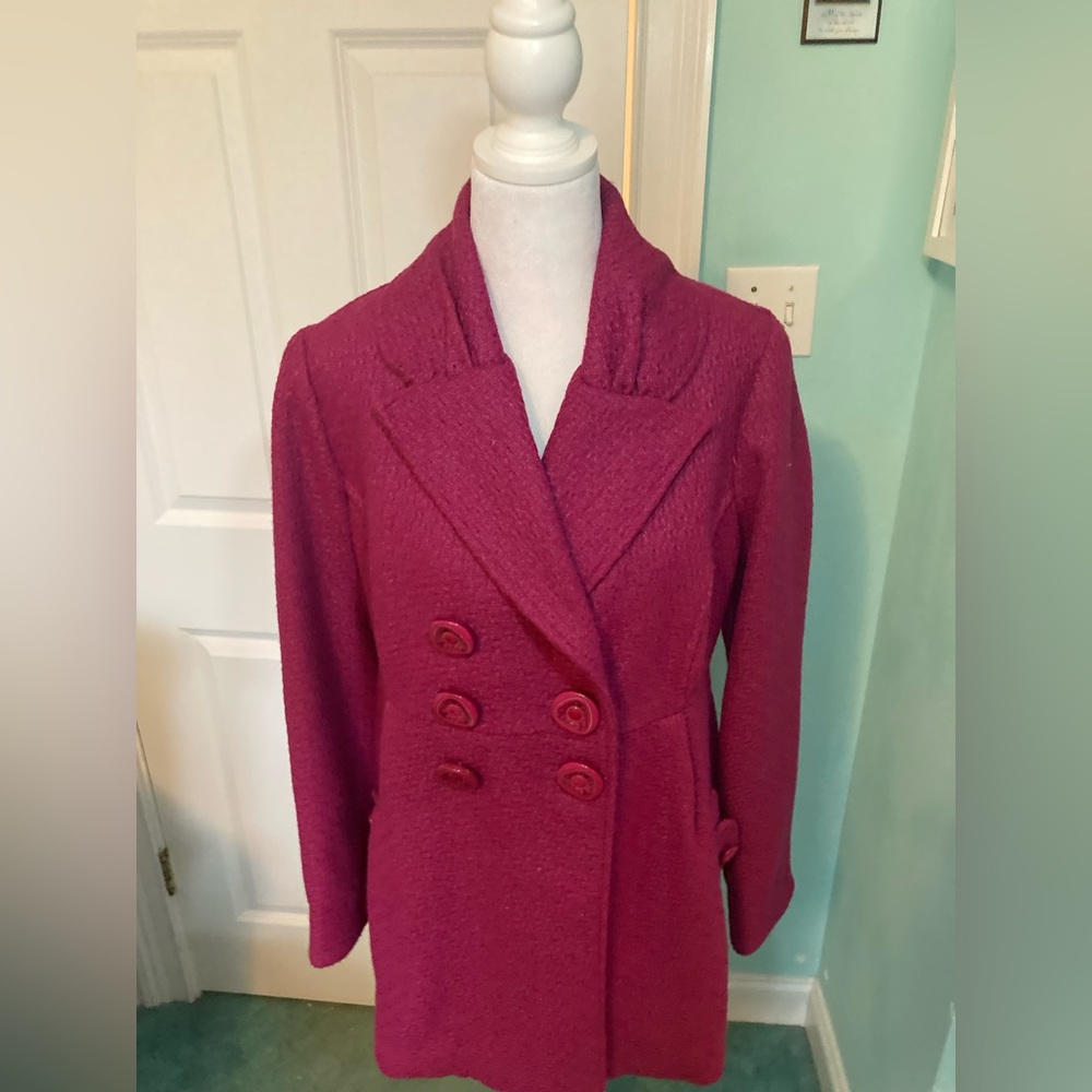 Magenta Wool-blended Jacket
